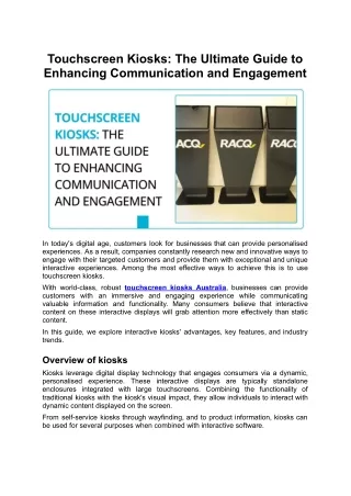touchscreen kiosks the ultimate guide