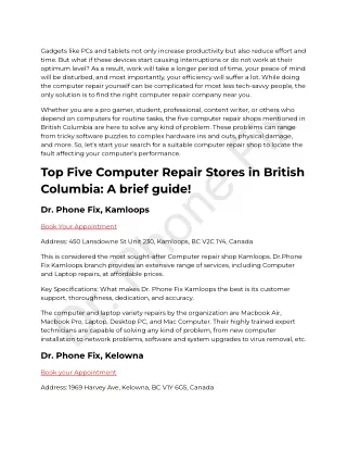 Top Five Computer Repair Stores in British Columbia_ A brief guide!