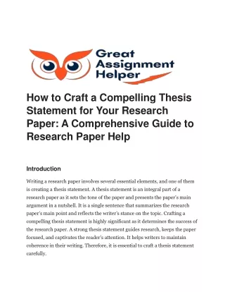 How to Craft a Compelling Thesis Statement for Your Research Paper