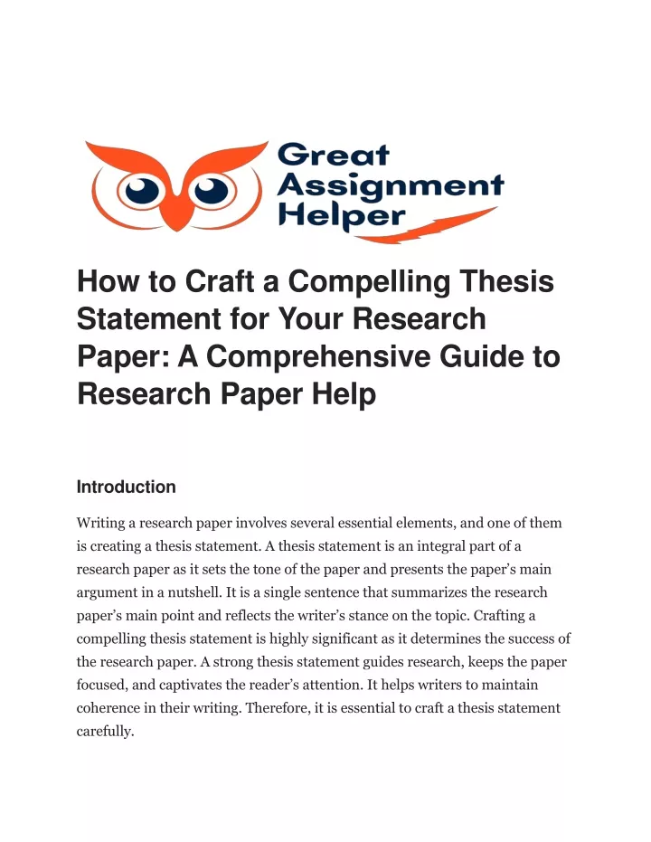 how to craft a compelling thesis statement