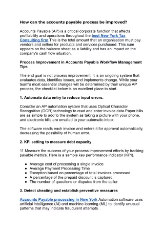 how can the accounts payable process be improved