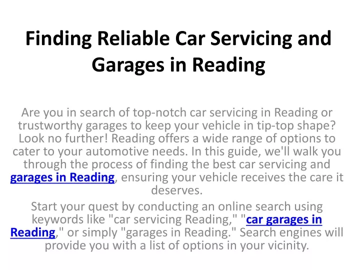 finding reliable car servicing and garages in reading