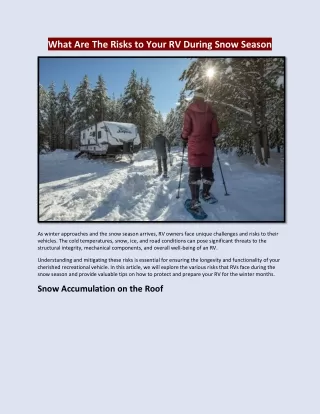 What Are The Risks to Your RV During Snow Season