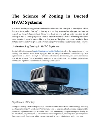 The Science of Zoning in Ducted HVAC Systems