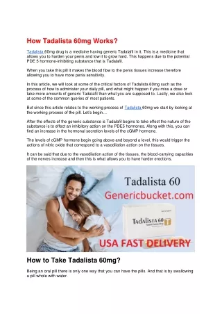 How Tadalista 60mg Works