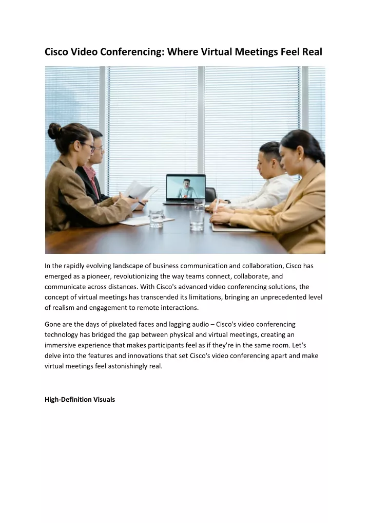 cisco video conferencing where virtual meetings