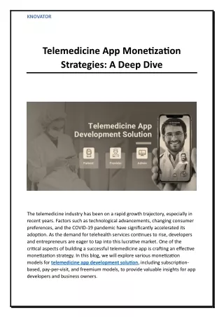 Telemedicine App Monetization Strategies: A Deep Dive