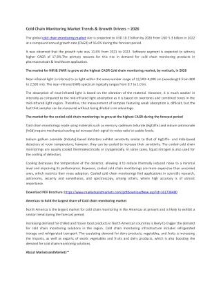 cold chain monitoring market trends growth