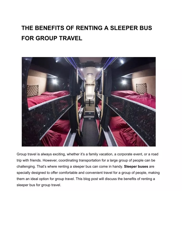 the benefits of renting a sleeper bus