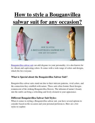 How to Style a Bougainvillea Salwar Suit for Any Occasion