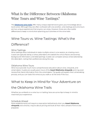 2023 - What is the Difference Between Oklahoma Wine Tours and Wine Tastings