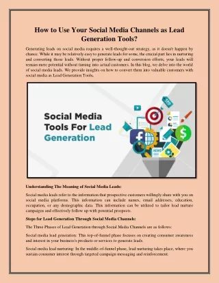 How to Use Your Social Media Channels as Lead Generation Tools