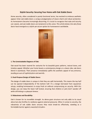Stylish Security Securing Your Home with Oak Stable Doors