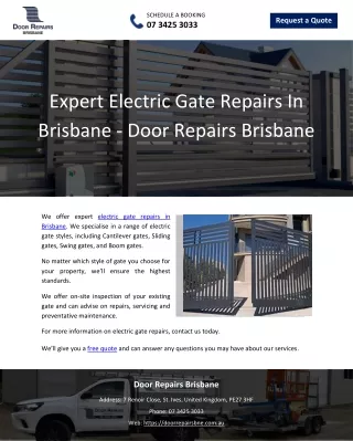 Expert Electric Gate Repairs In Brisbane - Door Repairs Brisbane