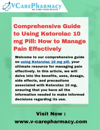Ketorolac 10 mg Pill A Powerful Pain Relief Option