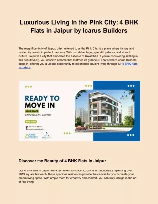 Luxurious Living in the Pink City_ 4 BHK Flats in Jaipur by Icarus Builders