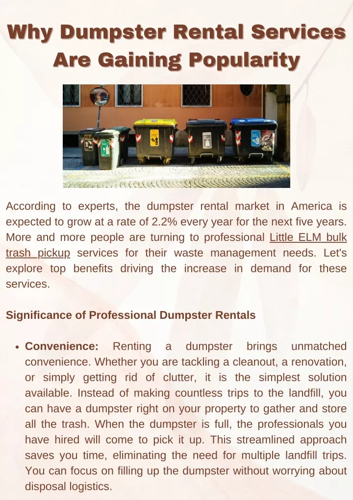 why dumpster rental services why dumpster rental
