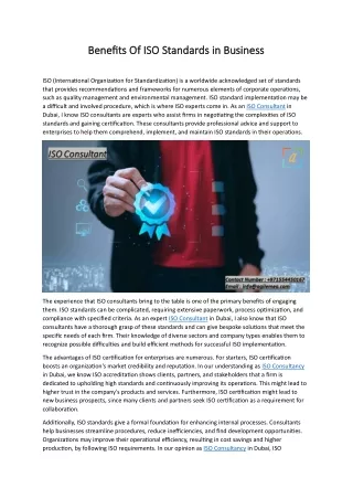 benefits benefits o of iso