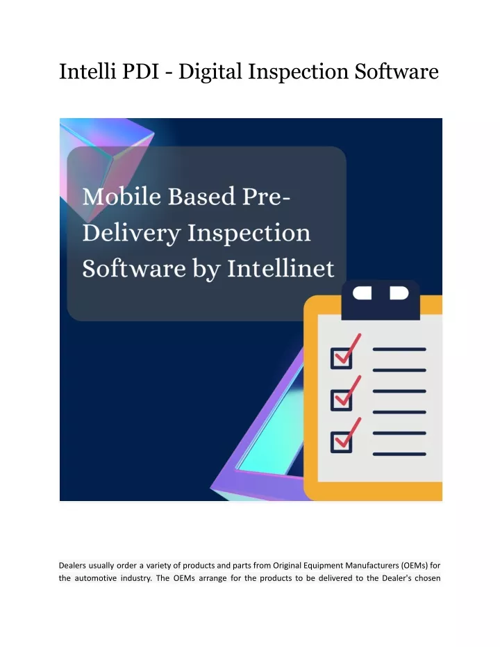 intelli pdi digital inspection software
