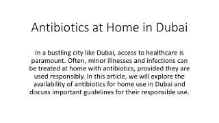 Antibiotics at Home in Dubai