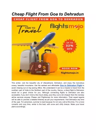 cheap flight from goa to dehradun