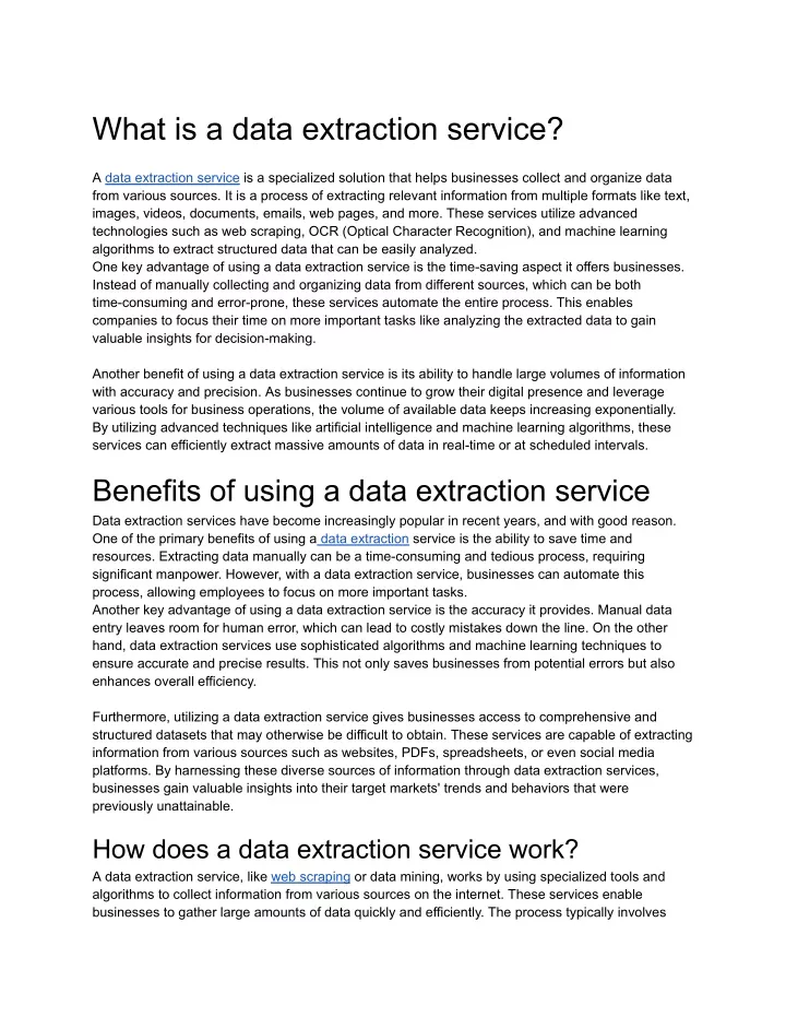 what is a data extraction service