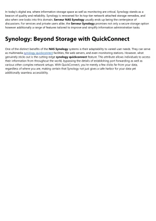 Detailed Notes on NAS Synology