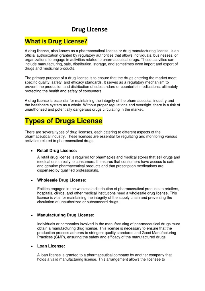 drug license
