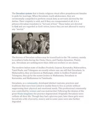 the devadasi system that is hindu religious