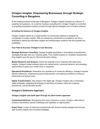 Octagon Insights_ Empowering Businesses through Strategic Consulting in Bangalore