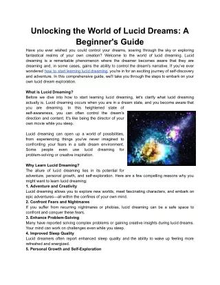 Unlocking the World of Lucid Dreams_ A Beginner's Guide