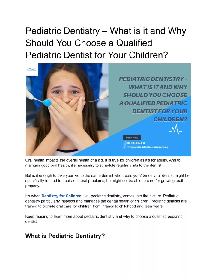pediatric dentistry what is it and why should