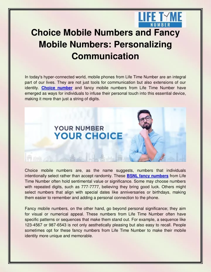 choice mobile numbers and fancy mobile numbers