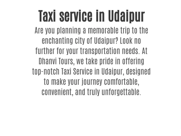 taxi service in udaipur are you planning