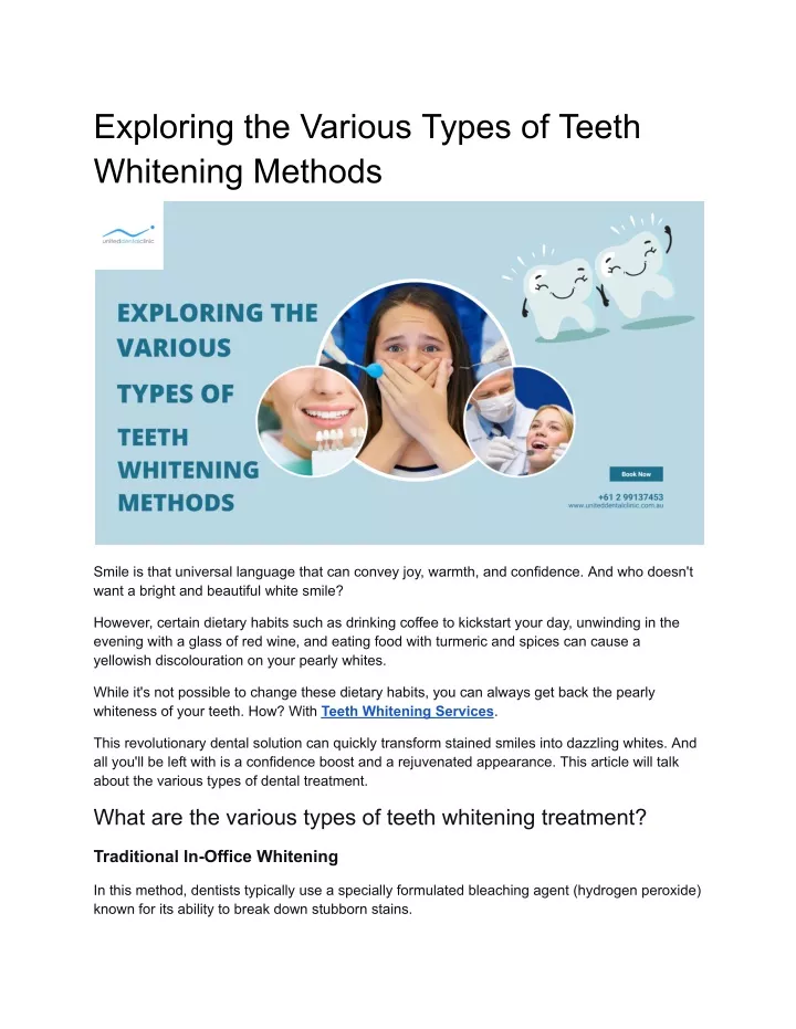 exploring the various types of teeth whitening