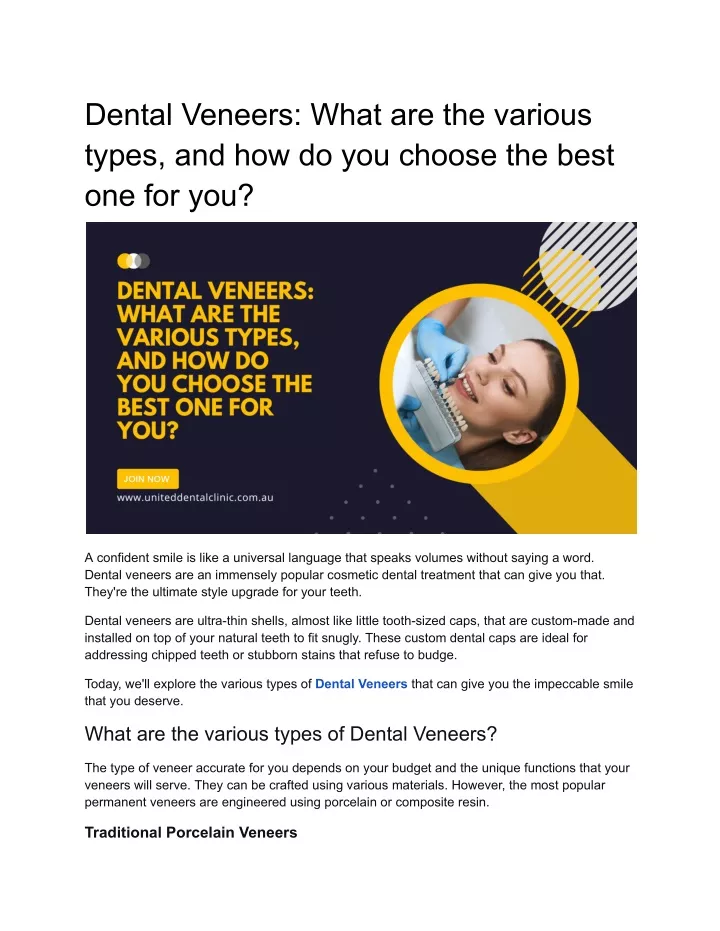 dental veneers what are the various types