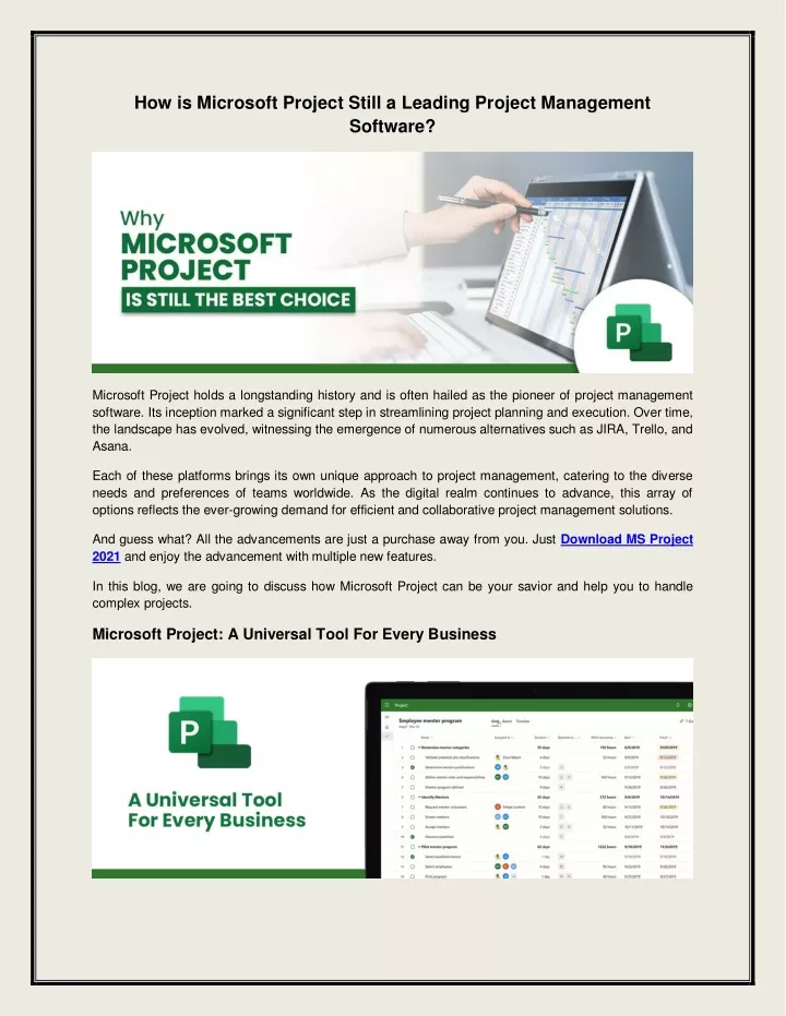 how is microsoft project still a leading project