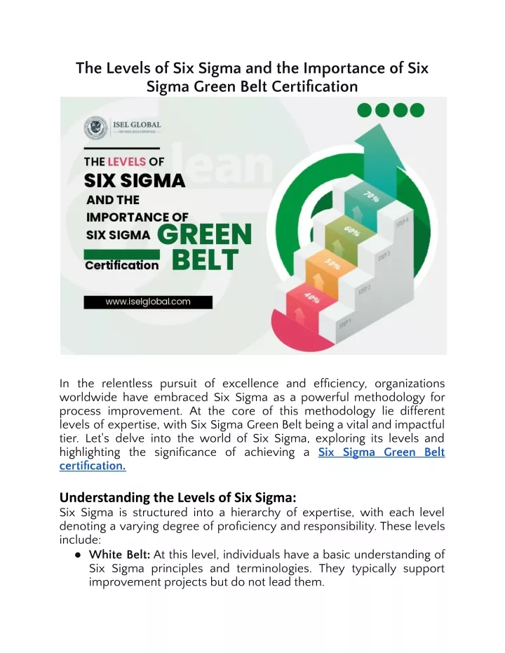 the levels of six sigma and the importance