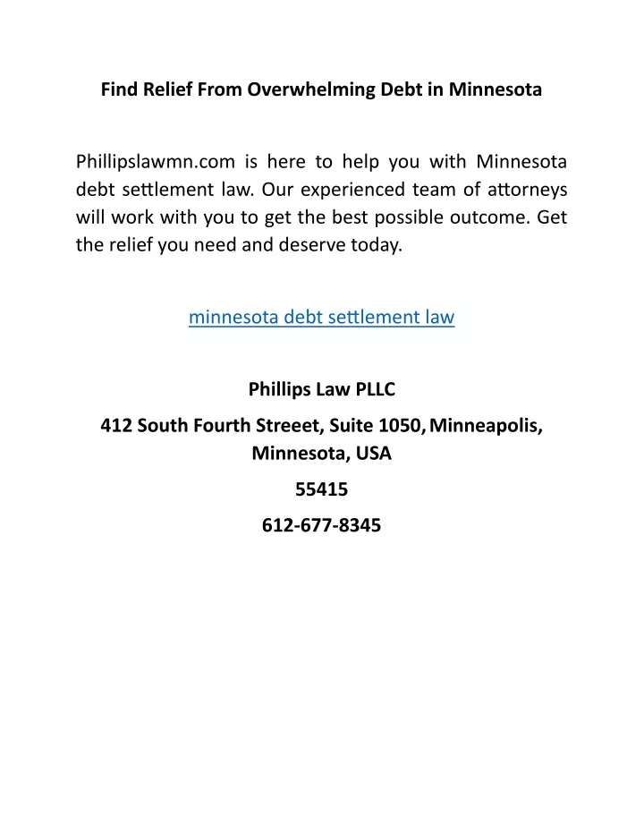 find relief from overwhelming debt in minnesota