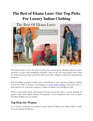 The Best of Ekana Luxe Our Top Picks for Luxury Indian Clothing