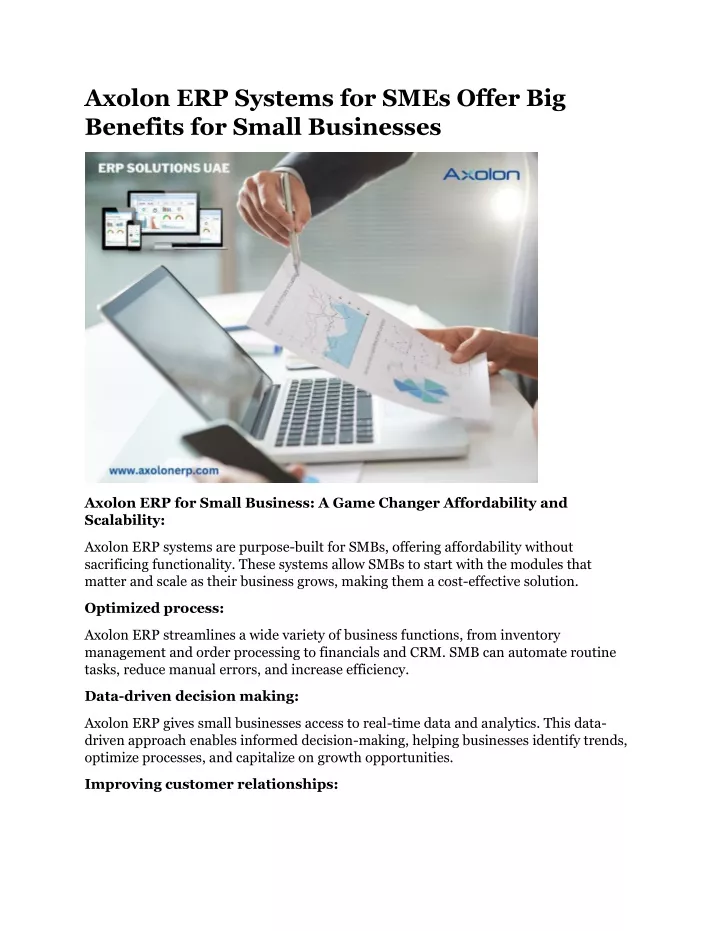 axolon erp systems for smes offer big benefits