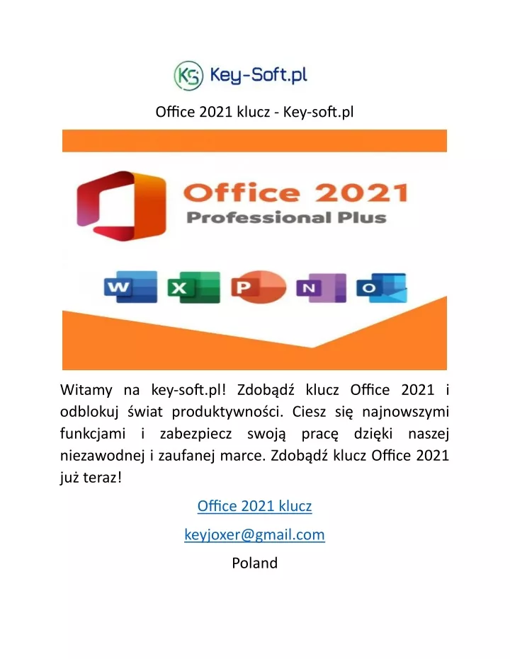 office 2021 klucz key soft pl