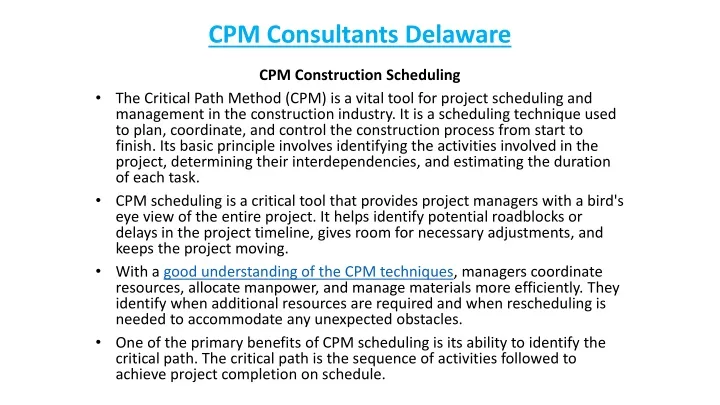 cpm consultants delaware