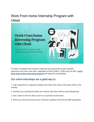 Work From home Internship Program with Ulead