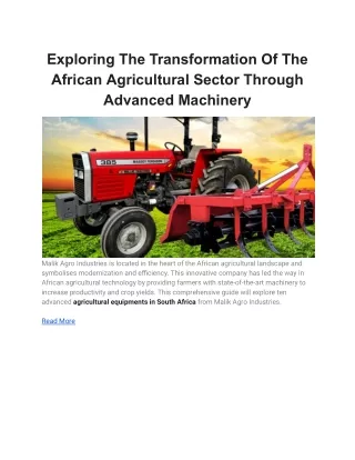 Exploring The Transformation Of The African Agricultural Sector Through Advanced Machinery (1)
