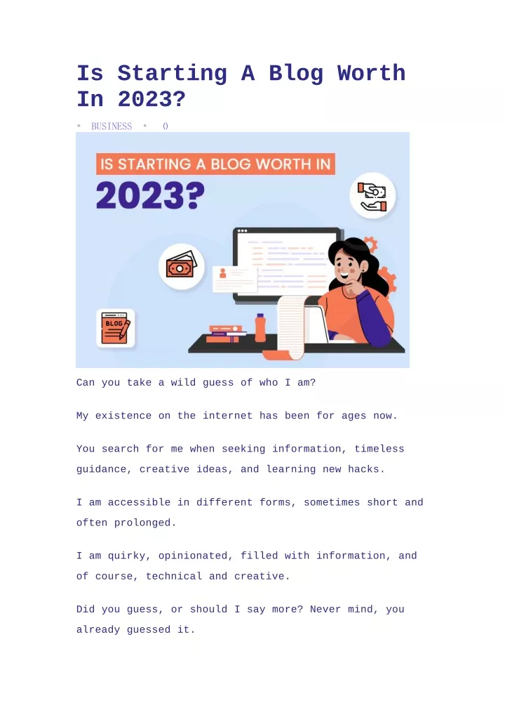 is starting a blog worth in 2023