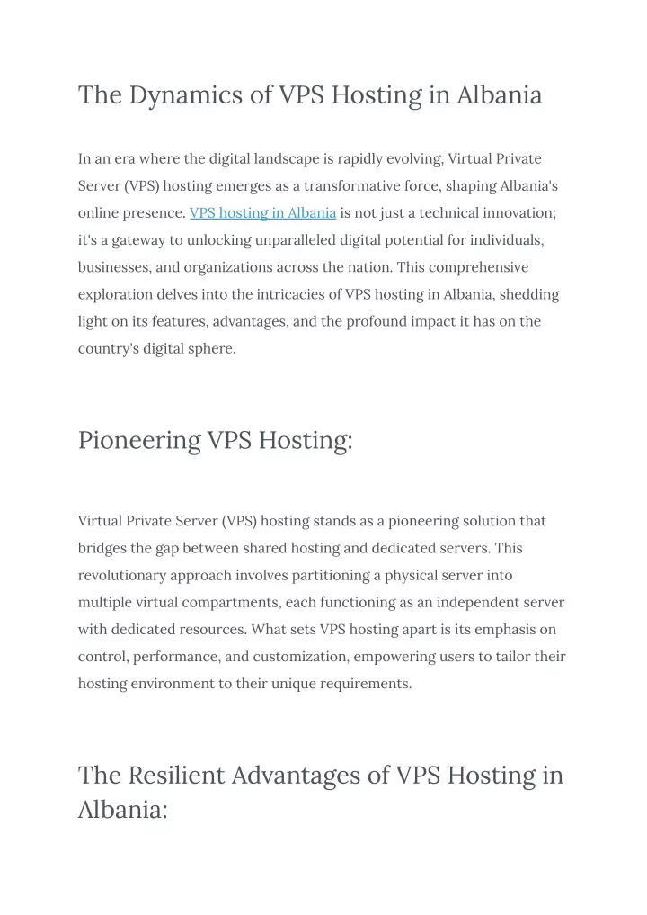 the dynamics of vps hosting in albania