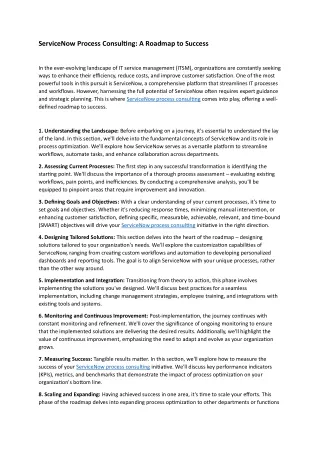servicenow process consulting a roadmap