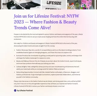 Join us for Lifesize Festival NYFW 2023 — Where Fashion & Beauty Trends Come Alive!