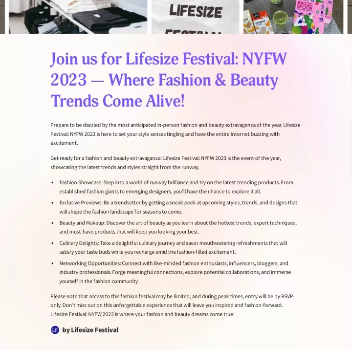 join us for lifesize festival nyfw 2023 where